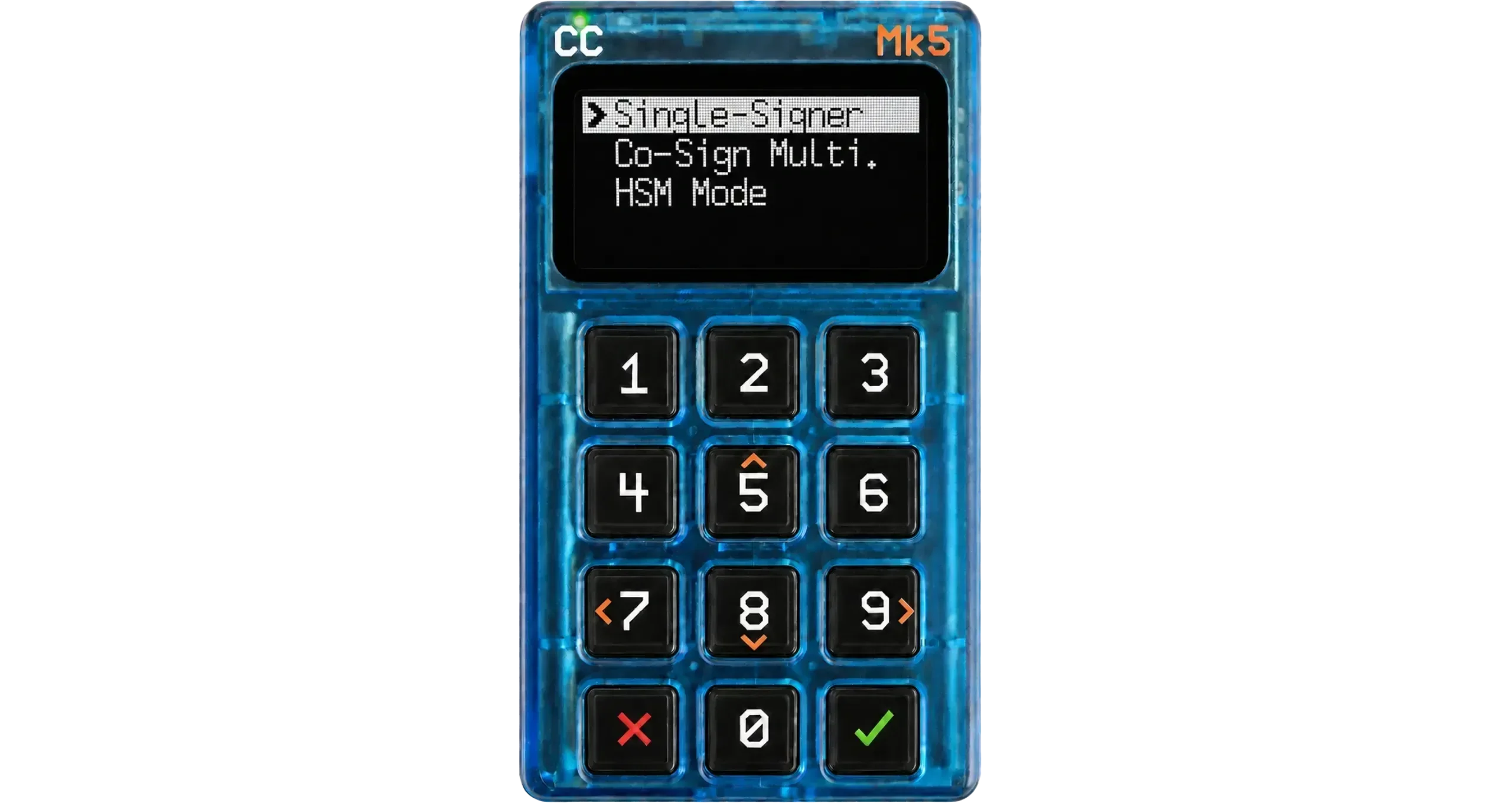 Coldcard Spending Policy menu showing the Single-Signer option