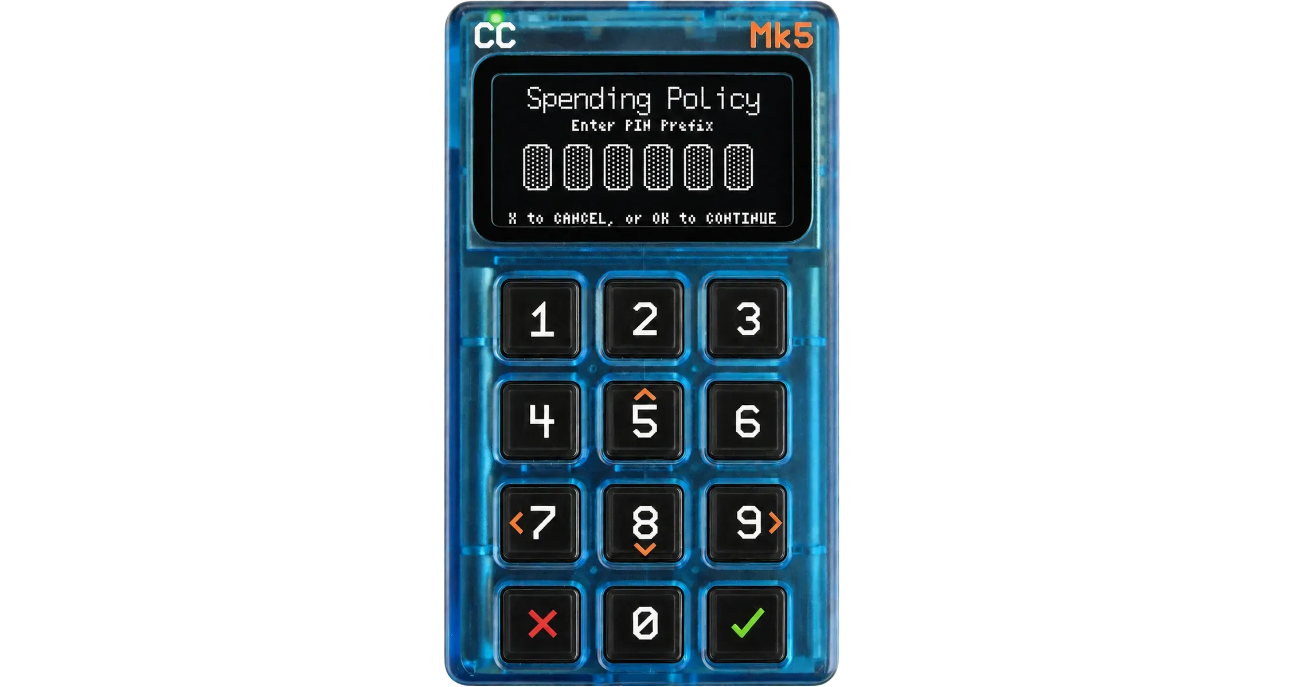 Coldcard Policy Unlock PIN prefix entry screen
