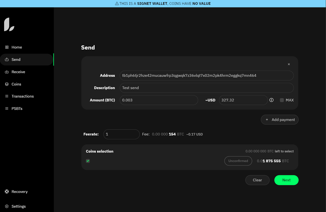 Fiat conversion in send page