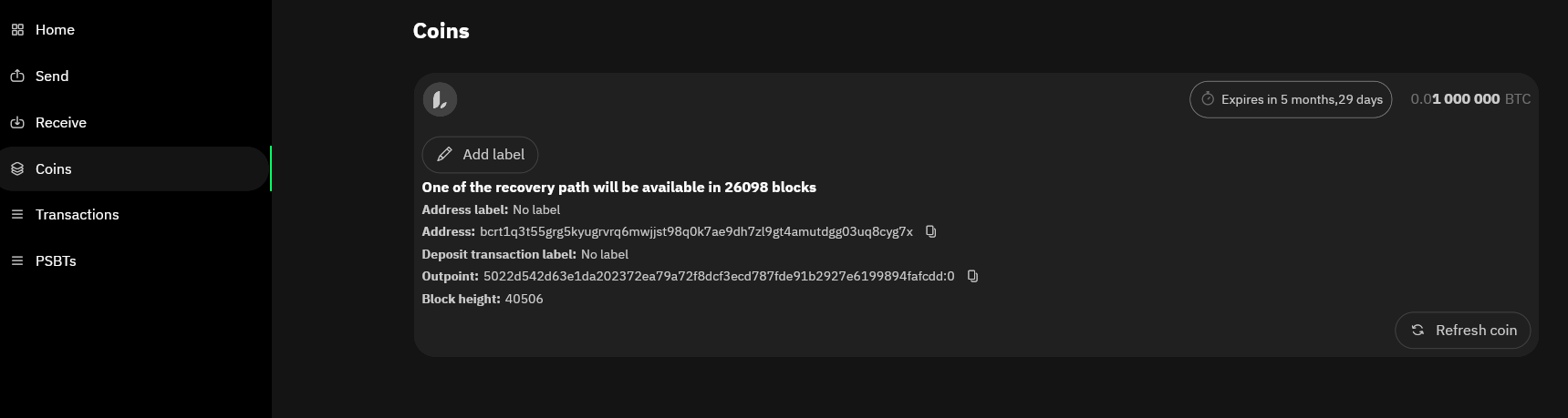Coins page - time until first path becomes available