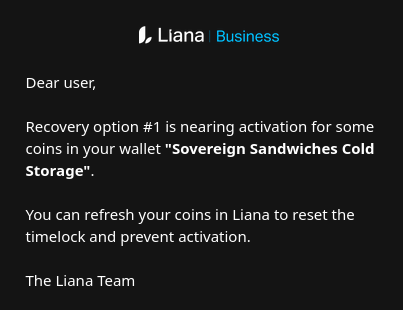 Email notification - path approaching activation