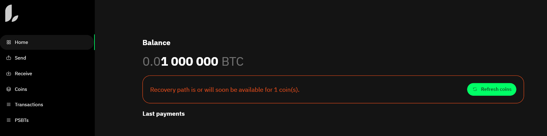 Home page - less than ten percent remaining