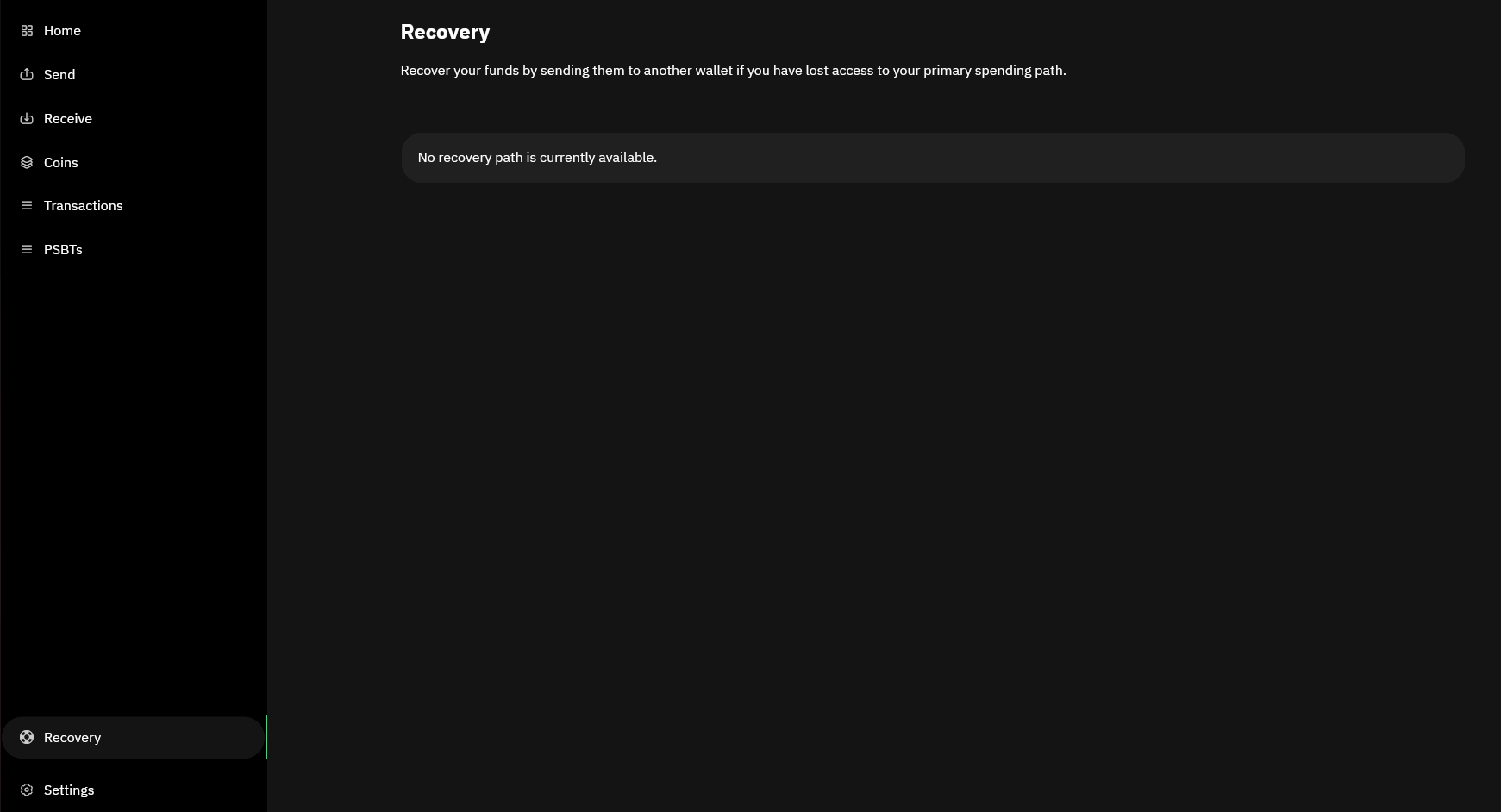 Recovery page - no paths available